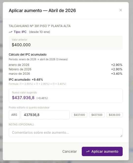 Aplicar aumento IPC automático en OrdenProp