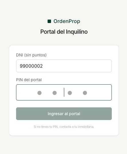 Login portal inquilinos